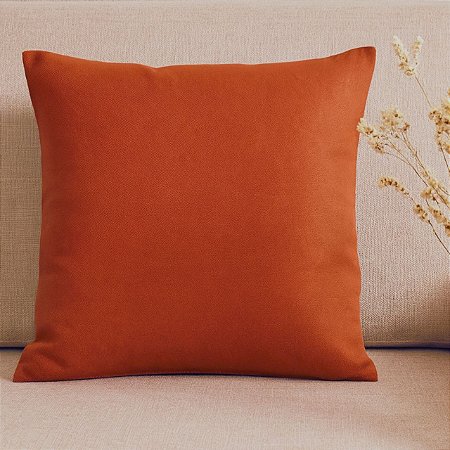 CAPA DE ALMOFADA COR TERRACOTA EM LINHO 45X45 CM