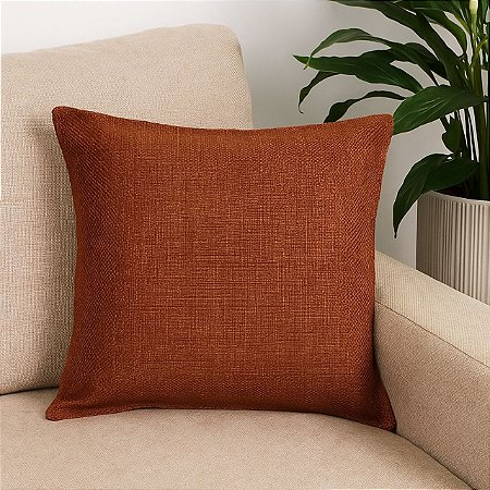 CAPA DE ALMOFADA LINHAO TERRACOTA 50X50 CM