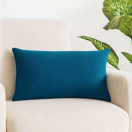 CAPA DE ALMOFADA RETANGULAR BAGUETE LINHAO AZUL MARINHO 30x50 CM