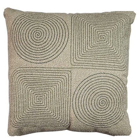 CAPA ALMOFADA BOUCLE BORDADA ARABESCO VERDE 50X50CM