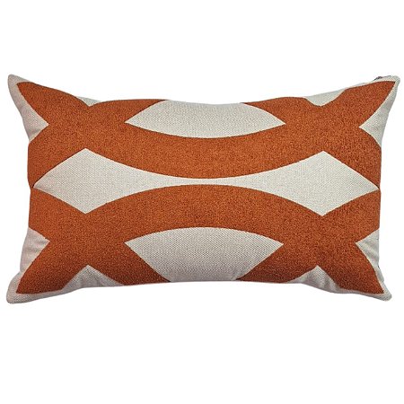 CAPA ALMOFADA RETANGULAR BAGUETE LINHO BORDADA TERRACOTA 30X50