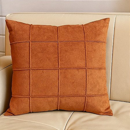 CAPA DE ALMOFADA TECIDO  BOUCLE  DRAPEADA TERRACOTA 45X45CM