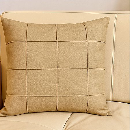 CAPA DE ALMOFADA TECIDO BOUCLE DRAPEADA BEGE ESCURO 45X45CM