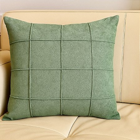 CAPA DE ALMOFADA TECIDO BOUCLE DRAPEADA VERDE CLARO  50X50CM