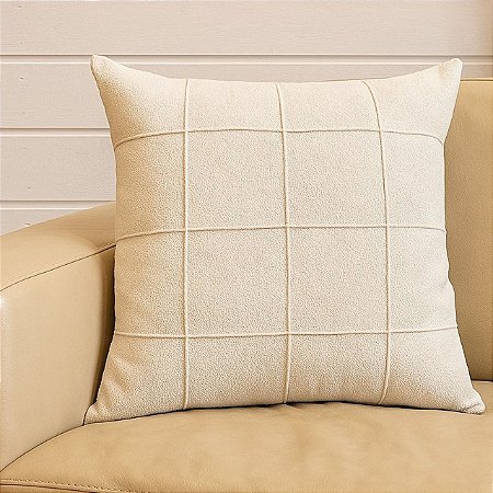 CAPA DE ALMOFADA TECIDO DRAPEADA BOUCLE BEGE CLARO 50X50CM