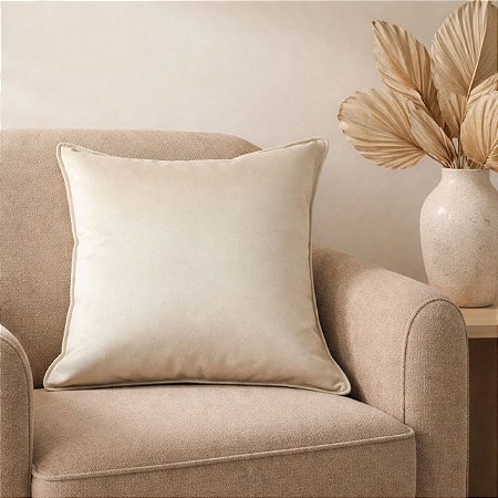 CAPA DE ALMOFADA COURO CAMURÇA BEGE CLARO 50X50CM