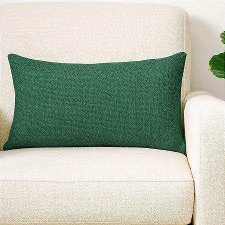 CAPA DE ALMOFADA RETANGULAR BAGUETE LINHAO VERDE ESCURO 30x50 CM