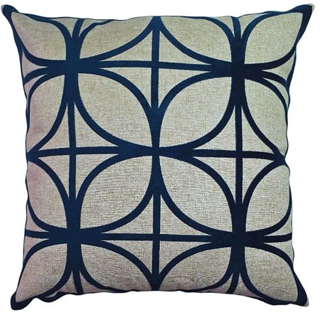 CAPA DE ALMOFADA LINHO APLIQUE BOUCLE AZUL MARINHO 45x45 CM