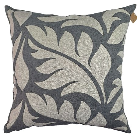CAPA DE ALMOFADA LINHO APLIQUE BOUCLE CINZA ESCURO  45x45 CM