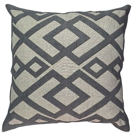 CAPA DE ALMOFADA LINHO APLIQUE BOUCLE CINZA ESCURO 45x45CM