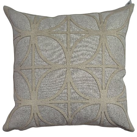 CAPA DE ALMOFADA LINHO  APLIQUE BOUCLE BEGE ESCURO  45x45 CM
