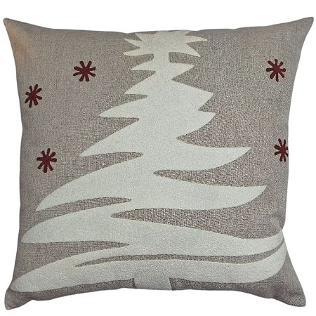 CAPA DE ALMOFADA LINHO APLIQUE BOUCLE ARVORE NATAL 50X50 CM