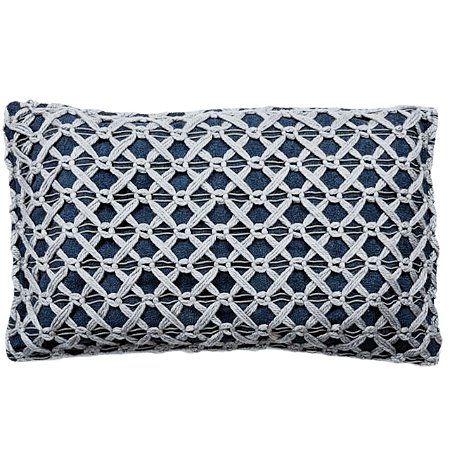 CAPA DE ALMOFADA RETANGULAR BAGUETE BOUCLE TRICO AZUL 30X50