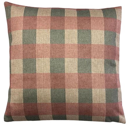CAPA DE ALMOFADA LINHO NATAL XADREZ ROSE E VERDE 45x45 CM