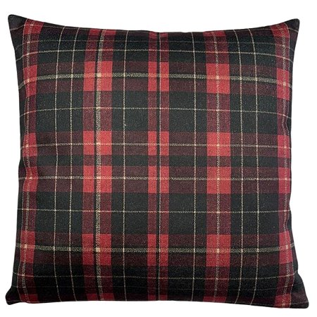 CAPA DE ALMOFADA LINHO XADREZ NATAL VERMELHO 45x45 CM