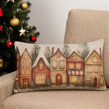 CAPA DE ALMOFADA RETANGULAR BAGUETE LINHO CIDADE NATAL 30x50