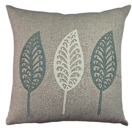 CAPA DE ALMOFADA LINHO COM APLIQUE BOUCLE VERDE CLARO 50X50
