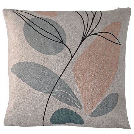 CAPA DE ALMOFADA LINHO FOLHAGEM VERDE SALMAO 45X45CM