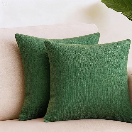 KIT 2 CAPAS DE ALMOFADA QUADRADA LINHAO VERDE ESCURO 45x45CM