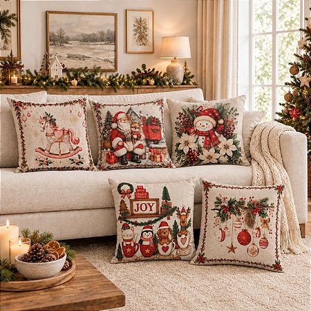 CAPA DE ALMOFADA NATAL ESTAMPAS SORTIDAS 45X45CM