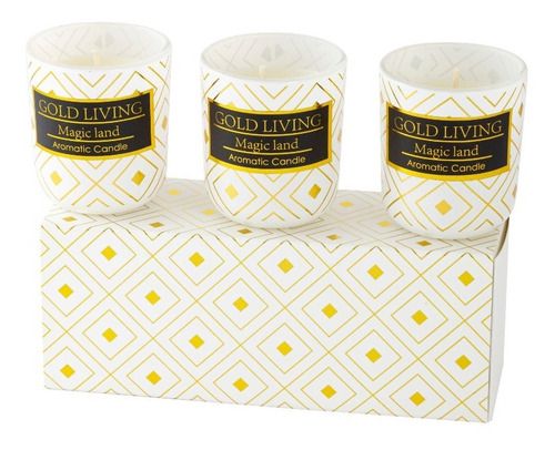 Kit Velas Aromatizadas Decorativas Copo Vidro Branco - Frutas Vermelhas (Peg: 5,5cm x 6,5cm)