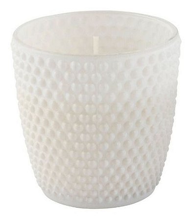 Vela Aromática Decorativa Copo De Vidro Poá Branco - Orquídeas, Florais e Almíscar (Grande: 8cm x 9cm)