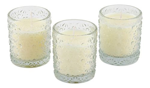 Trio Velas Decorativa Copo Vidro Aromáticas - Eucalíptio e Sais Marinhos (5cm x6 cm)