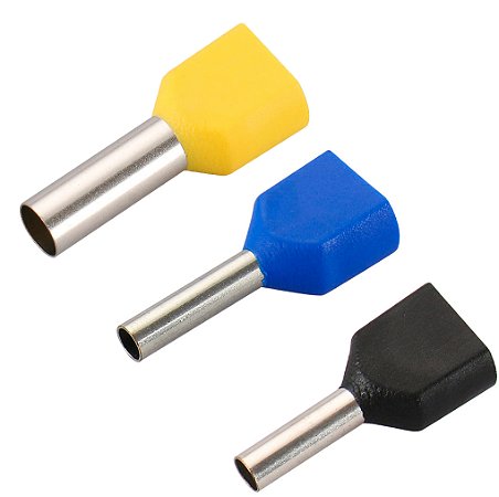 Kit 250pçs Terminal Tubular Ilhós Duplos 1,5 / 2,5 / 6mm