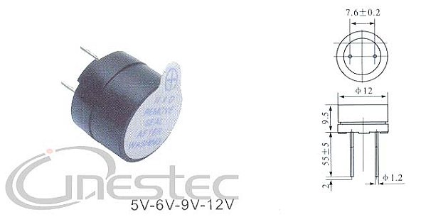 BUZZER 12mm  12V  CONTINUO