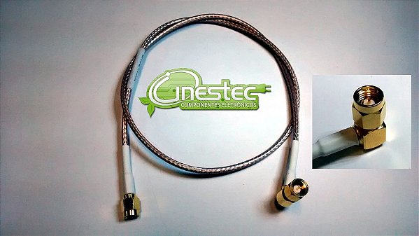 CABO ADAPTADOR  PIG TAIL CON. SMA MACHO  SMA MACHO 90 graus  38 mm
