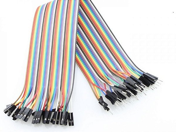 CABO JUMPER MACHO  FEMEA 30CM KIT COM 40 CABOS PARA PROTOTIPOS