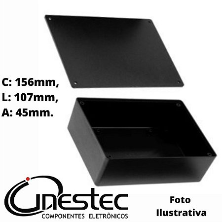 CAIXA PLASTICA - 156 (C) x 107 (L) x 45 (A) - PRETO - SEM ABA