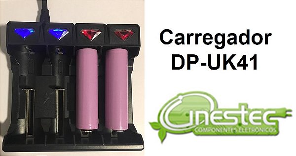 CARREGADOR BATERIA / PILHA - USB - DP-UK41 - 3,7V 18650 / 145000