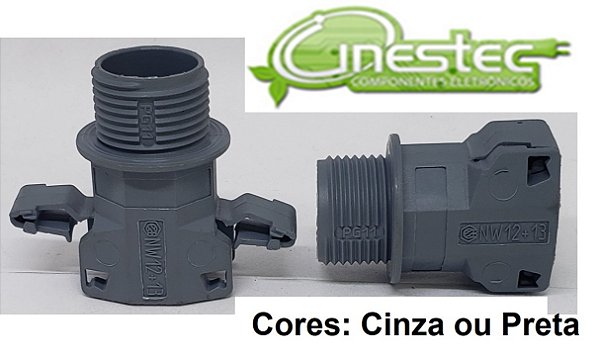 CONECTOR  TERMINACAO RETA  PG11 CINZA  PARA CORRUGADO NW12 / 13  PA6