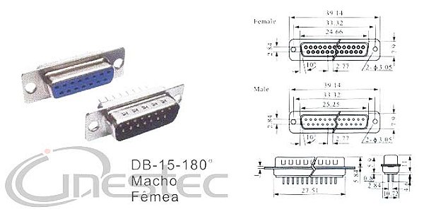 CONECTOR DB15 MACHO SOLDA FIO