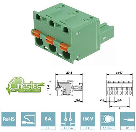 CONECTOR DE PLACA DE CIRCUITO IMPRESSO - FKC 1,5/ 3-ST - 3,5