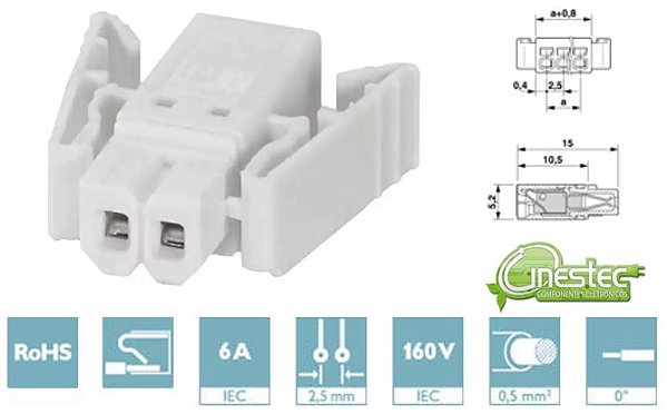 CONECTOR HEADER - PTSM 0,5/ 2-PL-2,5 - WH - MACHO