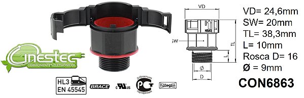 CONEXAO RAPIDA  CONTRA PORCA NW12/13  M16X1,5  PRETO