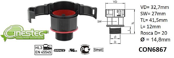 CONEXAO RAPIDA  CONTRA PORCA NW17  M20X1,5  PRETO