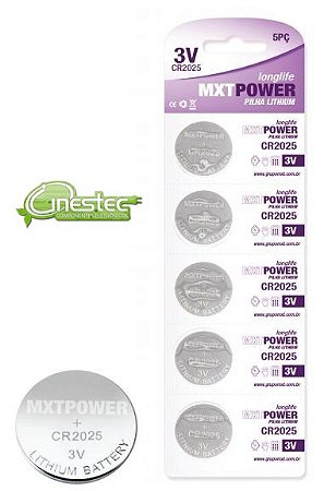 BATERIA CR2025  3V  LITHIUM  CARTELA COM 5 PECAS