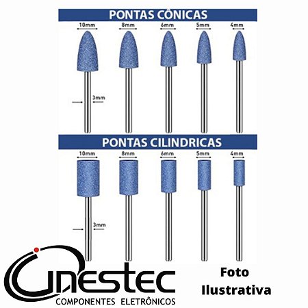 KIT DE MINI PONTAS / BROCAS / REBOLOS PARA FURADEIRAS - TZKF10 - 10 PEÇAS