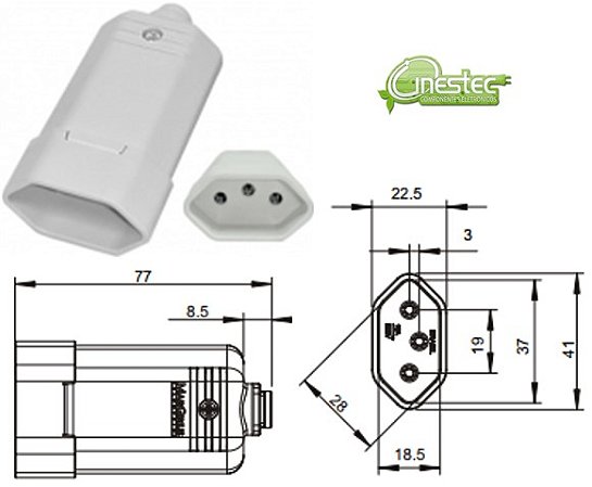 PLUGUE FEMEA 3P TMD1-3 BRANCO - 12709 - COM Prensa Cabo