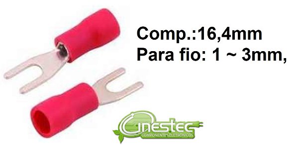 TERMINAL FORQUILHA / GARFO  ISOL. VERMELHO  1,0 ~ 3mm CADA