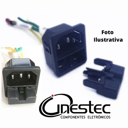 TOMADA DE FORCA COM RABICHO TRIPOLAR COM PORTA FUSIVEL - E0712