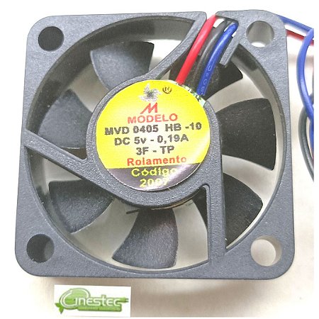 VENT. COOLER 5V 40 X 40MM X 10MM  ROLAMENTO CONECTOR PLACA 3 FIOS