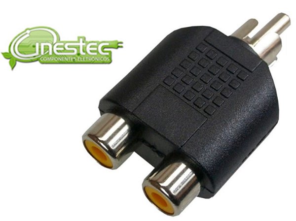 ADAPTADOR 2RCA F X 1RCA M CORPO PRETO