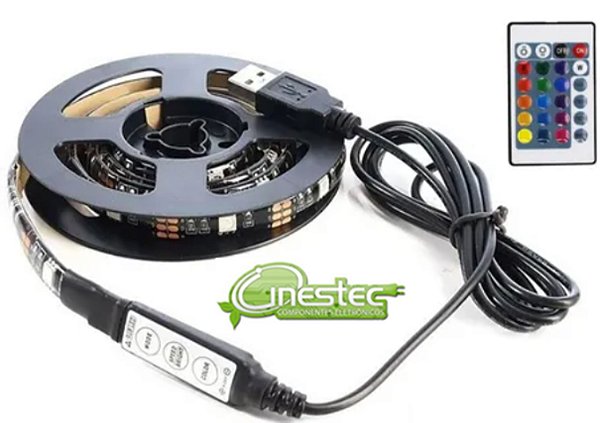 FITA DE LED / STRIP LED 5050 - RGB - IP65 - 3m - USB - COM CONTROLE