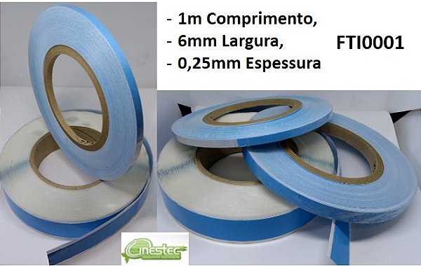 FITA TERMICA ADESIVA - DUPLA FACE, 5MM LARGURA ROLO COM 25mts