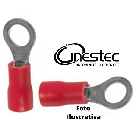 TERMINAL OLHAL ISOLADO VERMELHO CABO 1,0 A 1,5mm / FURO 4mm - RV1,25-4