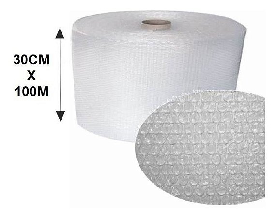 Plástico Bolha Bobina 30cm X 100m 20 Micras - Pronta Entrega